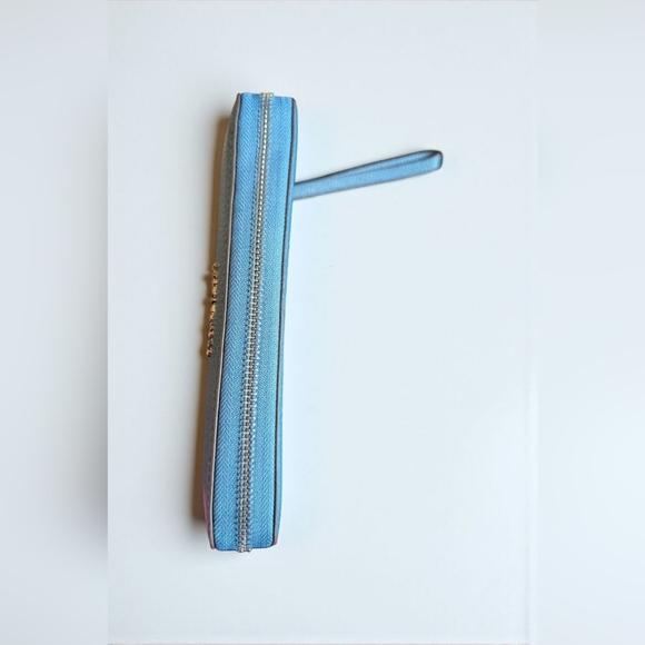 Michael Kors Jet Set Travel Large Continental Leather Wallet Teal (New) - Picture 6 of 12